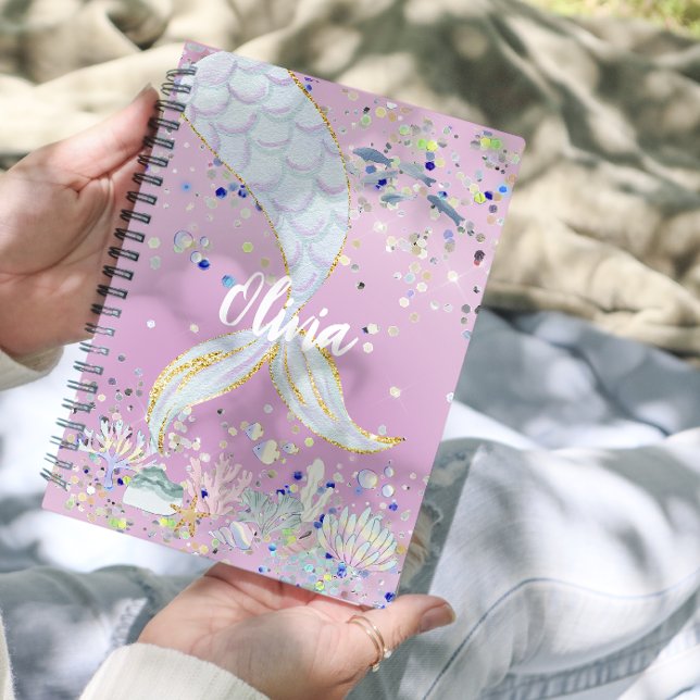 Agenda Bateria De Sereia Com Glitter Whimsical Sob O Mar (Criador carregado)