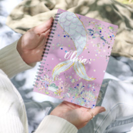 Agenda Bateria De Sereia Com Glitter Whimsical Sob O Mar