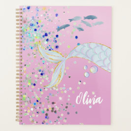Agenda Bateria De Sereia Com Glitter Whimsical Sob O Mar