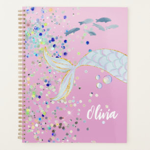 Agenda Bateria De Sereia Com Glitter Whimsical Sob O Mar