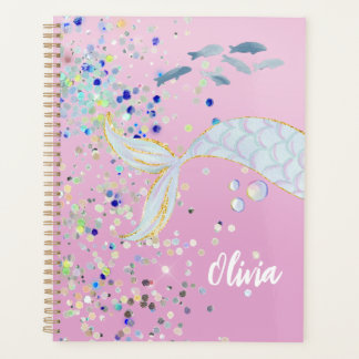 Agenda Bateria De Sereia Com Glitter Whimsical Sob O Mar