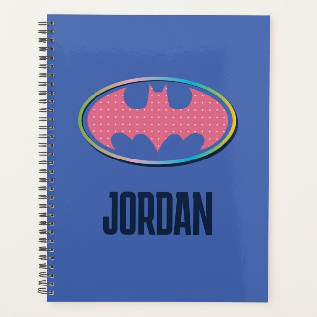Agenda Batman | Logotipo de Bolinhas rosa (Frente)