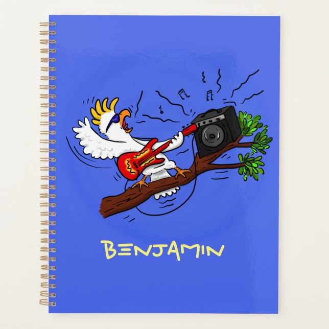 Agenda Batuta engraçada tocando cartoon de violão (Frente)