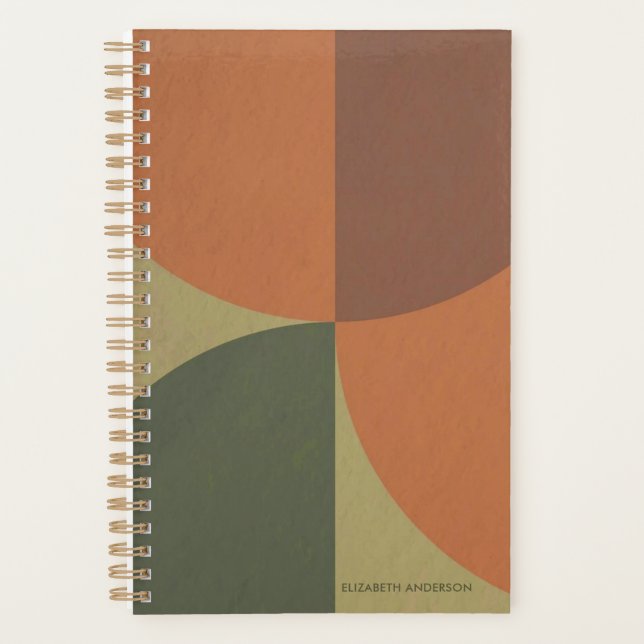 Agenda Bauhaus Terracotta Green Abstract Personalized (Frente)