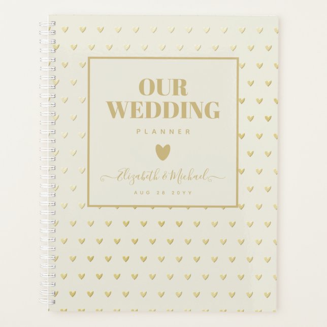 Agenda BE ORGANIZED WEDDING PLANNER - DOURADO Hearts Cust (Frente)