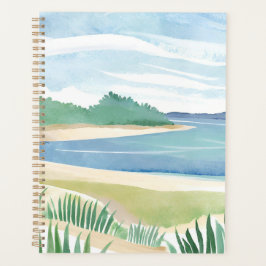 Agenda Beach Grass Bay | Watercolor Ocean Coastal Sea