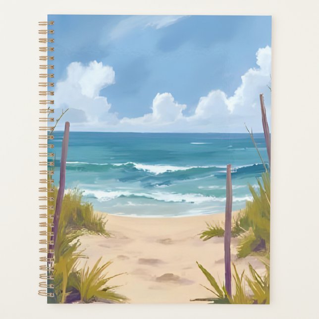 Agenda Beach Path | Ocean Watercolor Coastal Painted (Frente)