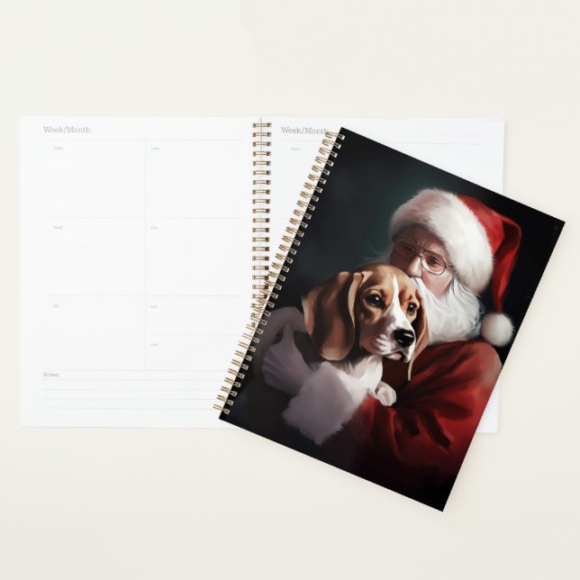 Agenda Beagle com Papai Noel Natal Festivo (Exibição)