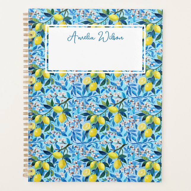 Agenda Beautiful Pattern of Vibrant Lemons Personalized (Frente)