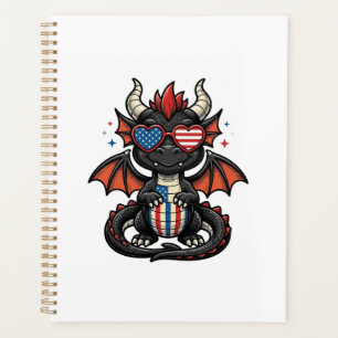 Agenda Bebê Dragão Patriótico Camisa Vintage Vetor Design