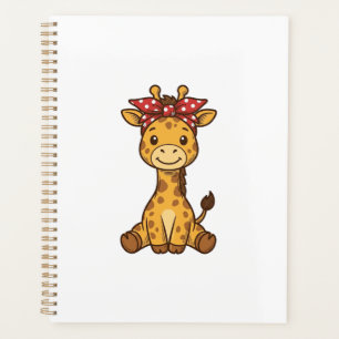 Agenda Bebê Girafa Fofa com Laço Design Vetorial Vintage_