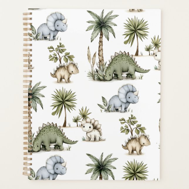 Agenda Bebês Dinossauros em Aquarela Fofos (Frente)