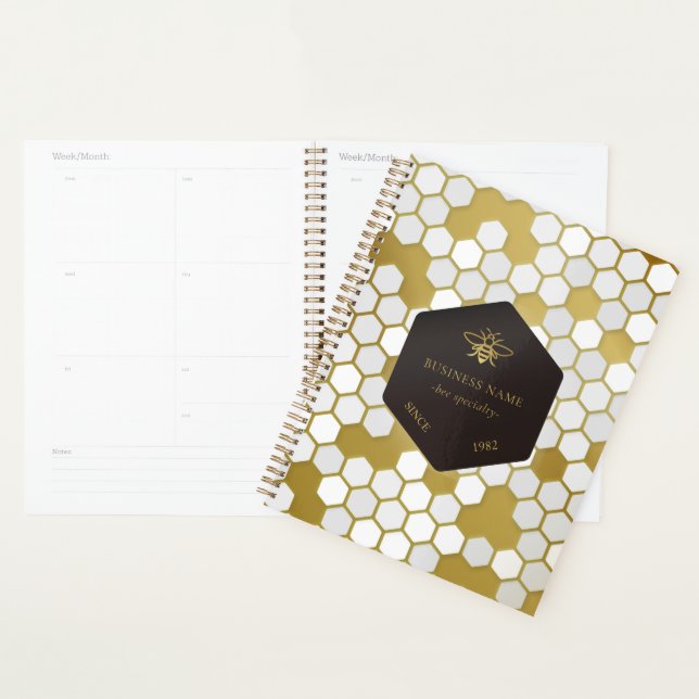 Agenda BeeKeeper Honey Apairista Dourado Preto (Exibição)