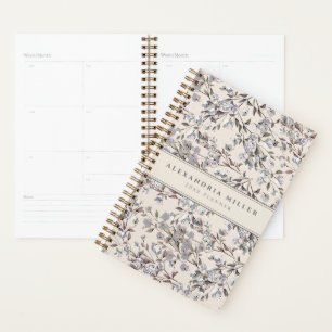 Agenda Beige Linen Floral   Nome e Ano
