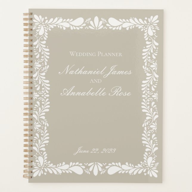 Agenda Beige Talavera Azulejo Espanhol Fiesta Floral Casa (Frente)