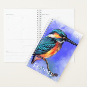 Agenda Bela Ave de Kingfisher - Arte de Aquarela Migrada