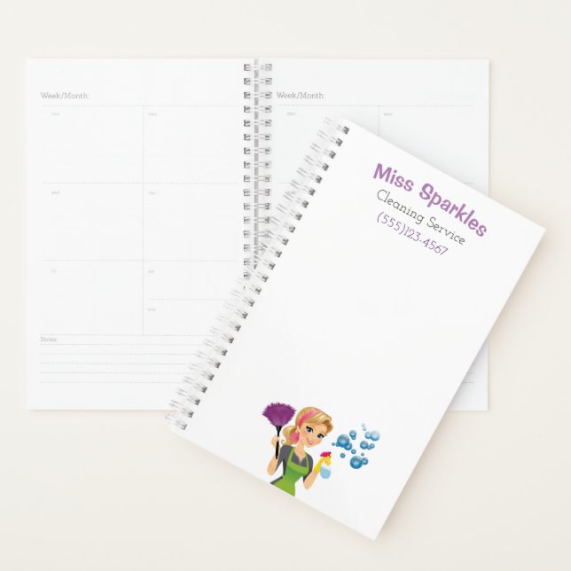 Agenda Bela Cartoon Maid House Clearing Services Business (Exibição)