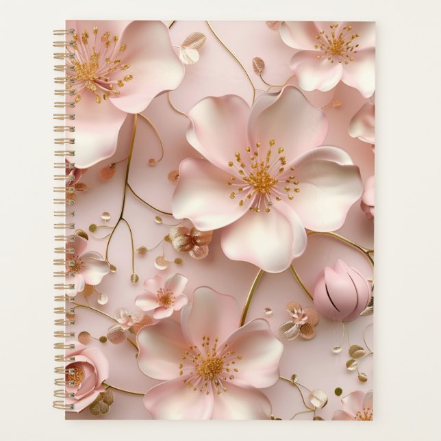 Agenda Bela Pastel Cor-de-Rosa Floral Blooms (Frente)