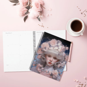 Agenda Bela Platina - Retrato e Flores de Mulher