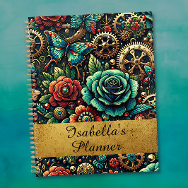 Agenda Belas Engrenagens e Rosas Temáticas Steampunk  