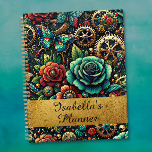 Agenda Belas Engrenagens e Rosas Temáticas Steampunk