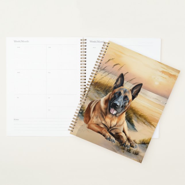 Agenda Belgian Malinois Dog Coastal Beach Cove (Exibição)
