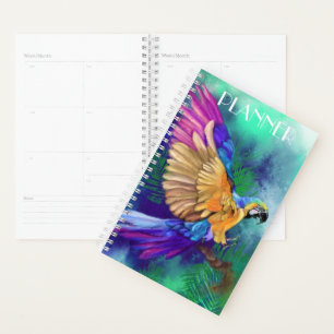 Agenda Belo papagaio Colorido - Arte de Aquarela Marinhad