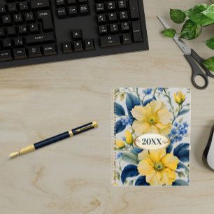 Agenda Belos Flores Amarelo e Azul