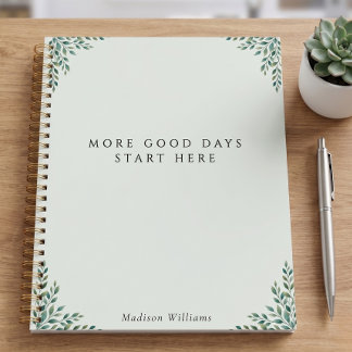Agenda Bem-Estar Botânico Verde Salvia Personalizado Auto