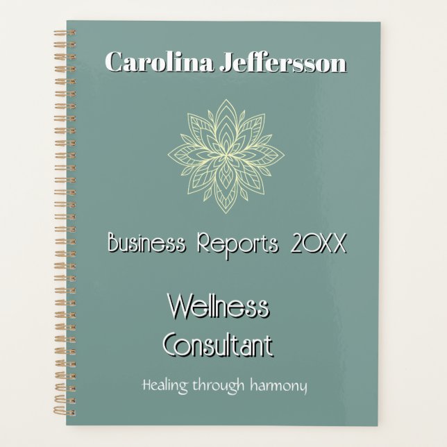 Agenda Bem-estar do consultor Zen Lotus Teal (Frente)