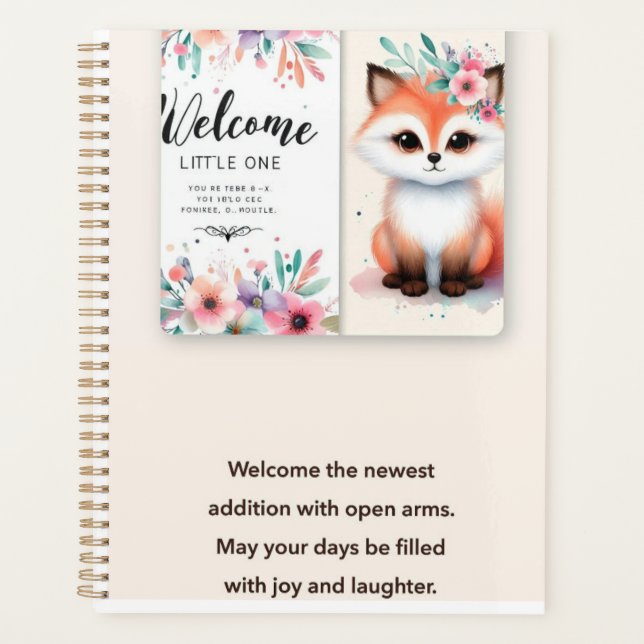 Agenda Bem-vindo Pequeno - Fox & Floral Planner" (Frente)