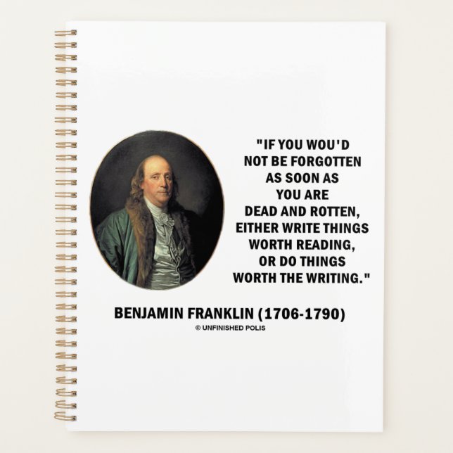 Agenda Benjamin Franklin não é esquecido de ler Escrevend (Frente)