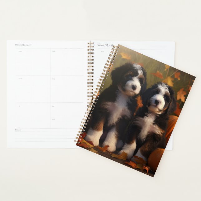 Agenda Bernedoodle Puppy Autumn Delight Pumpkin (Exibição)