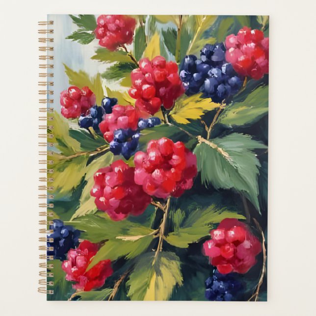 Agenda Berry Bush Raspberry Blackberries Watercolor Fruit (Frente)