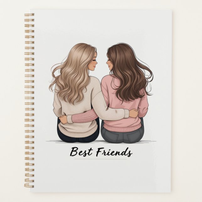 Agenda Best Friends Planner – Personalized Back‑View Girl (Frente)