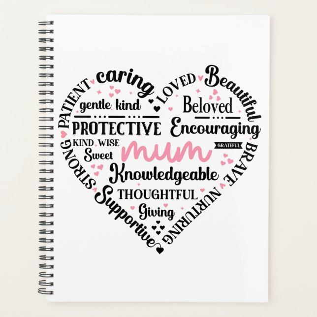 Agenda Best Mum Ever: Mother's Day & Birthday Heart Word (Frente)