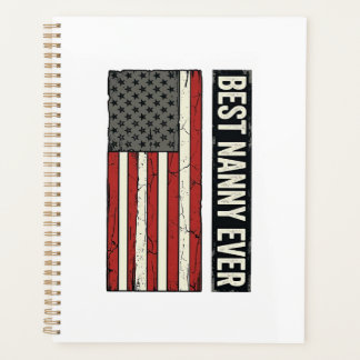 Agenda Best Nanny Ever Patriotic Vintage Flag Shirt Desig