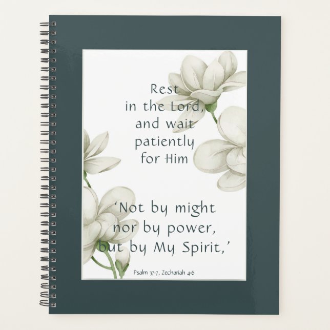 Agenda Bible Scripture Encouragement Quotes White Flower  (Frente)