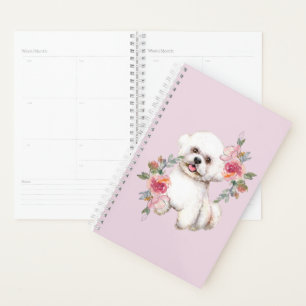 Agenda Bichon Bonito com Flores, Aquarela
