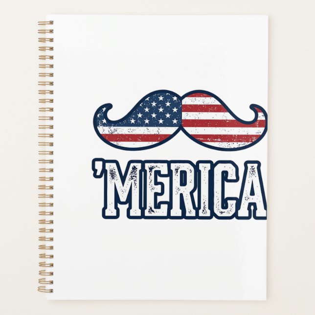 Agenda Bigode Patriótico América Angustiada Desenho Vetor (Frente)