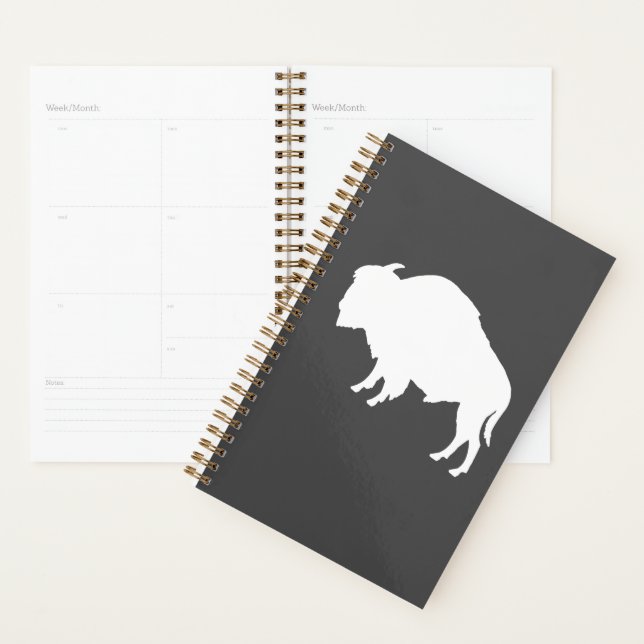 Agenda Bison Silhouette Selvagem Branca (Exibição)