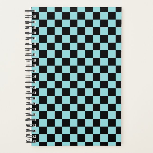Agenda Black and Blue Checkered Pattern Notebook Planner (Frente)