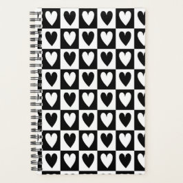 Agenda Black and White Hearts Love Planner Notebook