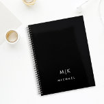Agenda Black and White | Modern Monogram<br><div class="desc">This modern planner design features a rich black background, with your initials in bold white text for a look that is simple and masculine.</div>