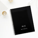Agenda Black and White | Modern Monogram<br><div class="desc">This modern planner design features a rich black background,  with your initials in bold white text for a look that is simple and masculine.</div>
