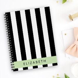 Agenda Black and White Stripes, Stripes, Linhas, Seu Nome