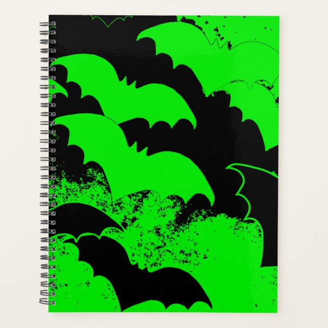 Agenda Black Bats Em Voo Verde (Frente)
