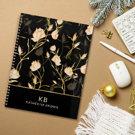 Agenda Black Gold Floral Elegance Trendy 2026 planner