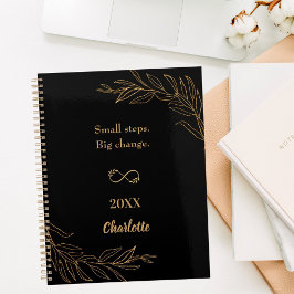 Agenda Black gold foliage motivational quote 2026