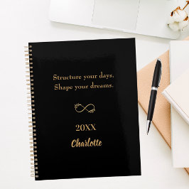 Agenda Black gold inspirational quote 2026